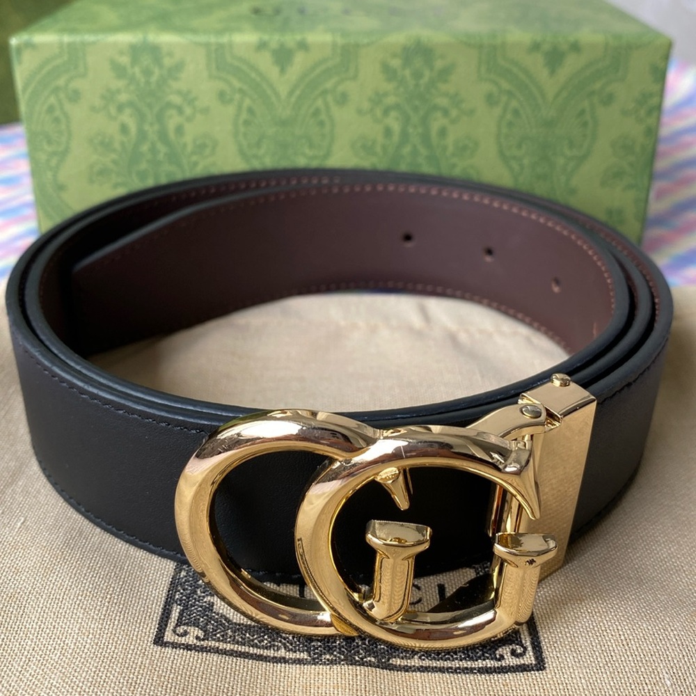 Gucci Shiny Metal Leather Black Belt